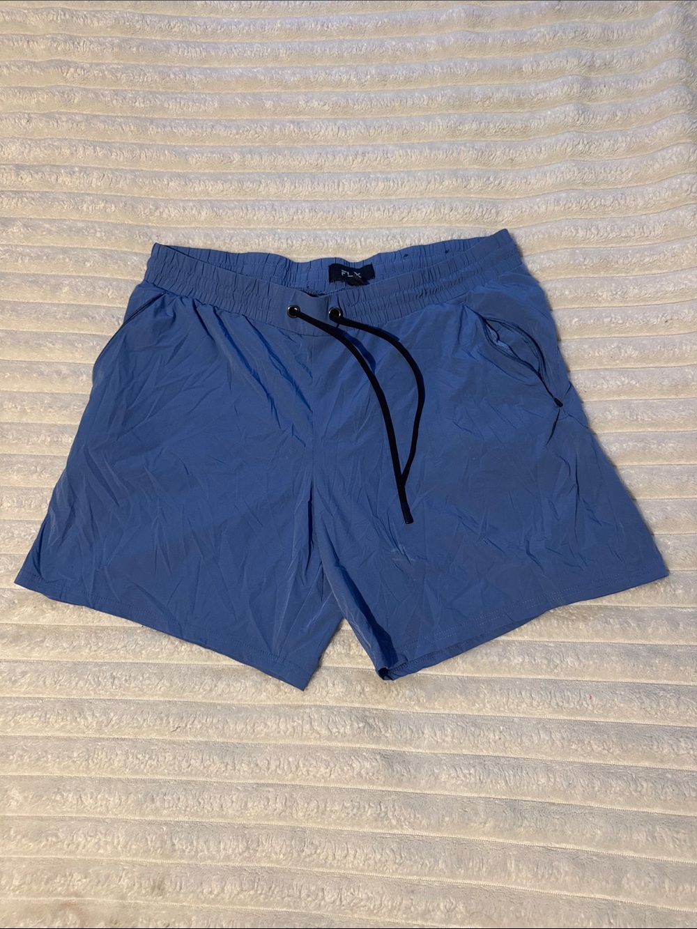 Men's Light Blue Athletic Swim Shorts with Drawstring